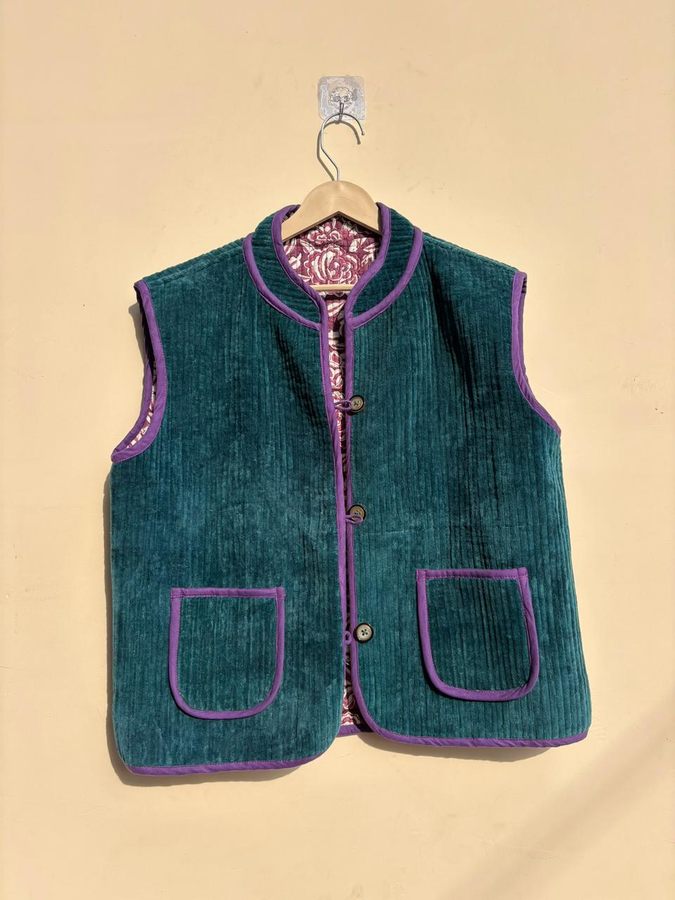 Handmade Suzani Velvet Vest Women Men | Traditional Embroidered Boho Winter Waistcoat | Front Pocket Vest Top | Unisex Sleeveless Jacket