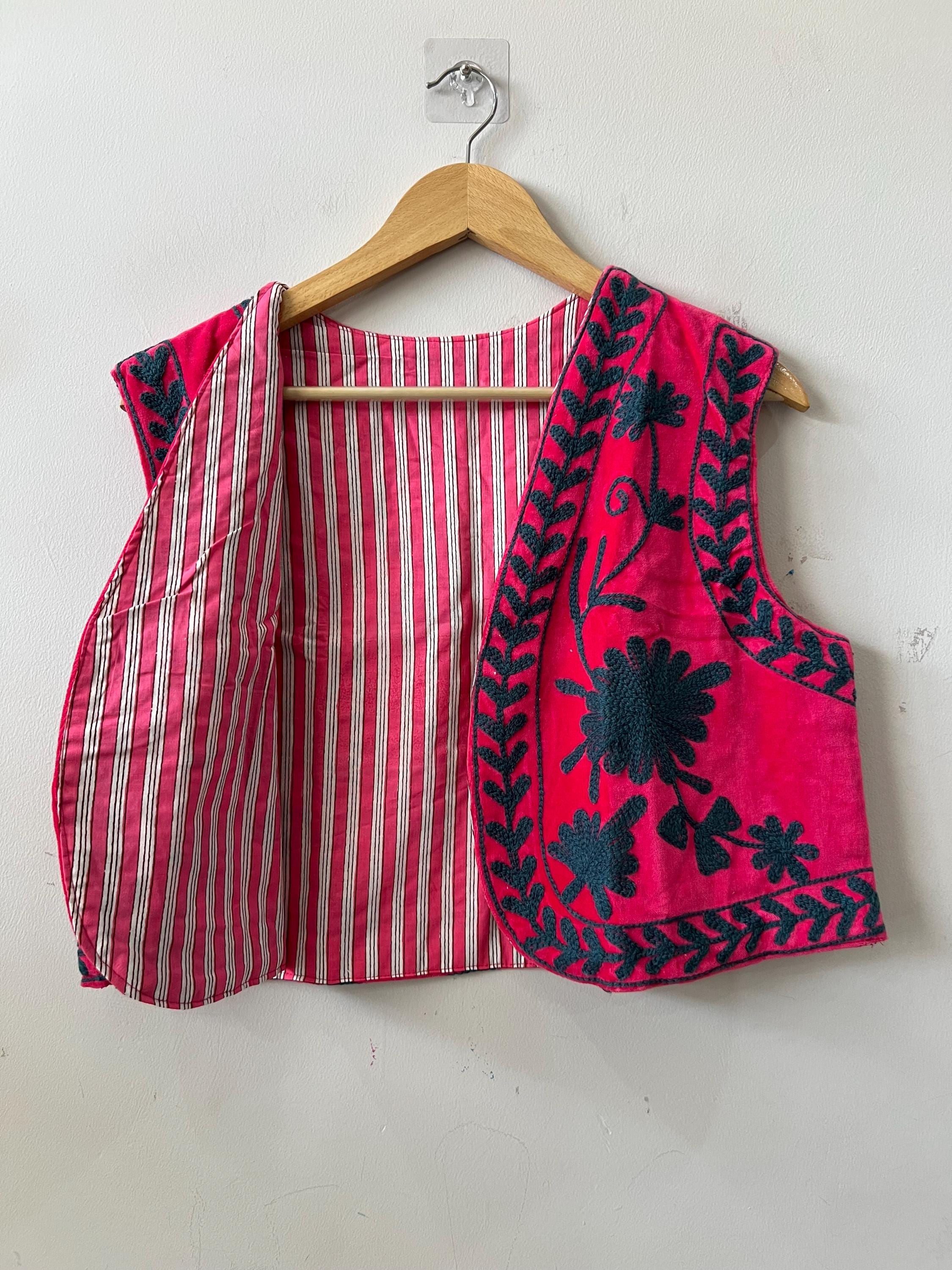 Red Suzani Vest | Boho Embroidered Waistcoat |Gift For Her | Sleeveless Ethnic Jacket | Vintage Suzani Gilet | Festival Boho Clothing