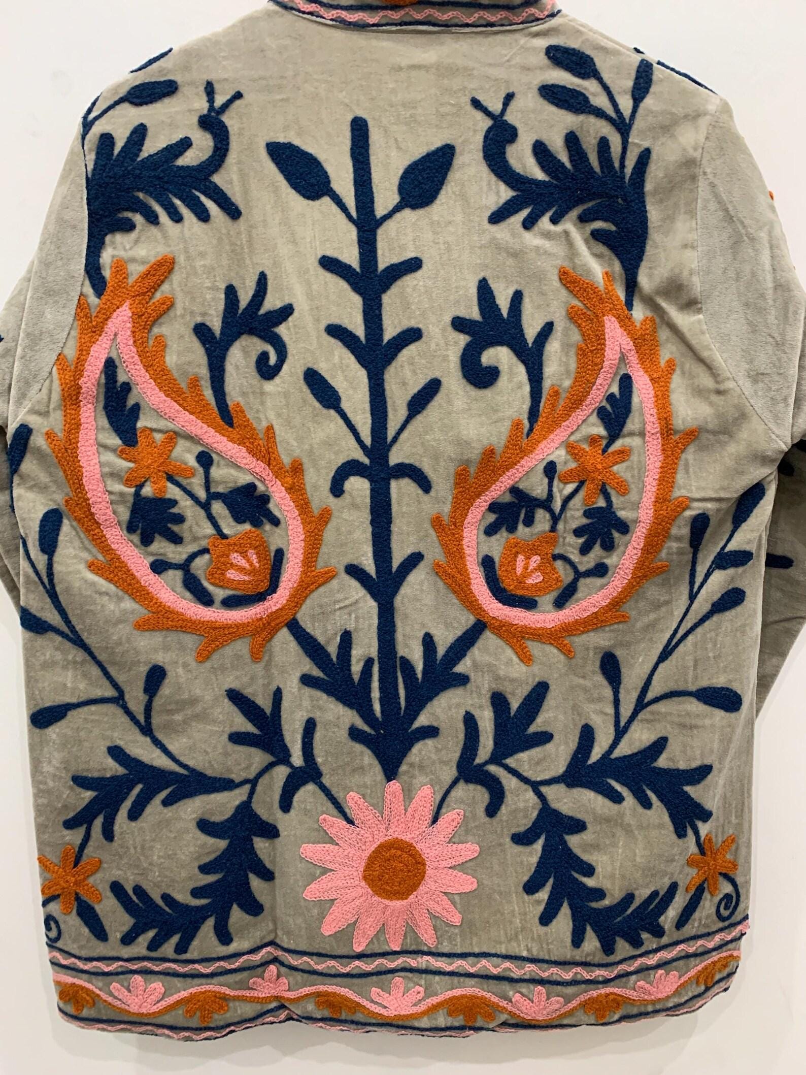 Handmade Velvet Suzani Jacket for Women | Boho Embroidered Statement Coat | Colorful Festival Duster Coat | Vintage Jacket  | Gift for Her