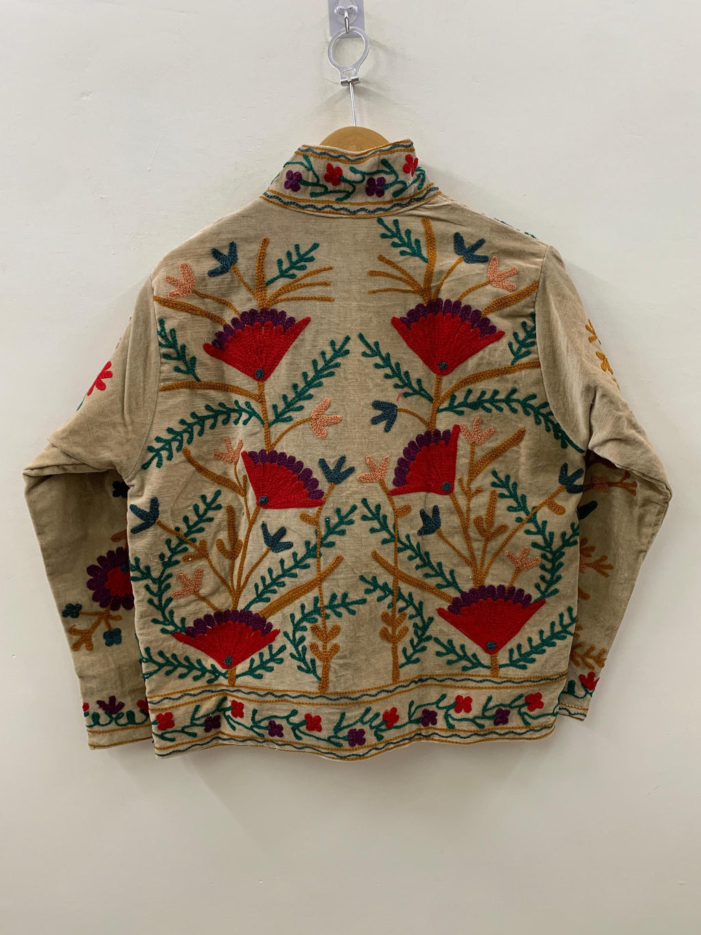 Hand Embroidered Suzani Short Velvet Jacket | Button Front Winter Outerwear | Short Jacket | Spring Jacket | Gift For Her |Velvet Coat