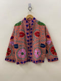 Indian Suzani Cotton Short Coat, Women's Jacket, Cotton Handmade Embroidery Coat, Suzani Cotton Boho Jacket, Gift For Her, Boho Suzani Coat