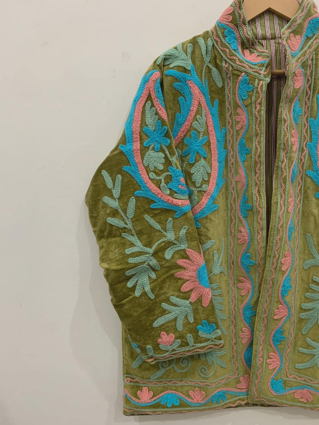 Bohemian Suzani Kimono Jacket | Oversized Velvet Embroidered Coat | Vintage Inspired Outerwear | Cropped Jacket | Winter Wear Jacket | Gift