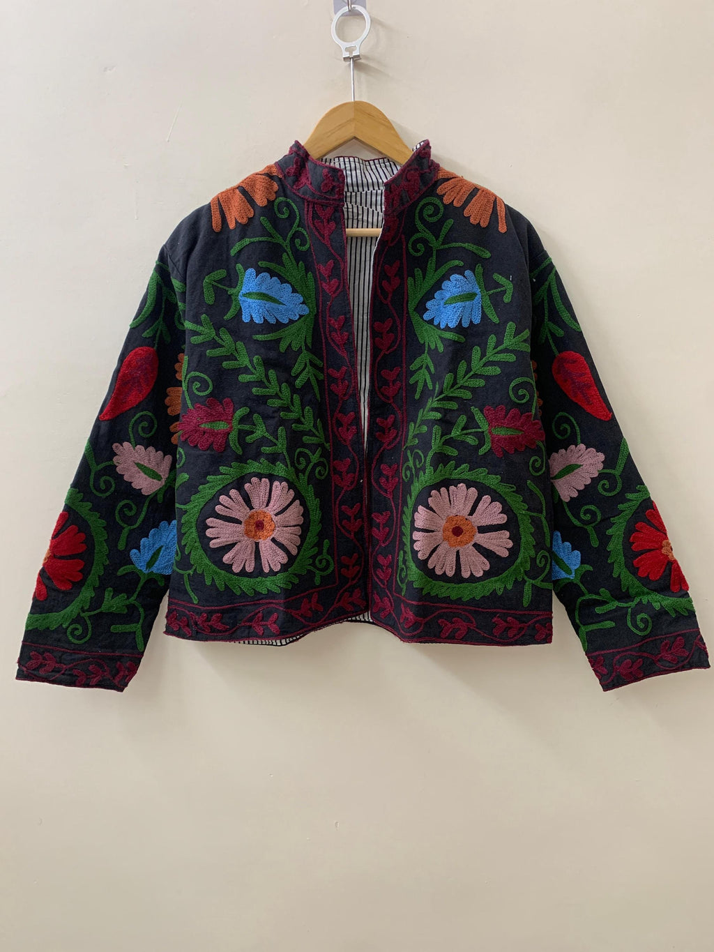Traditional Suzani Embroidered Velvet Jacket | Winter Kimono Robe | Ethnic Vintage Outerwear | Unisex Duster Coat |Boho Jacket |Gift For Her