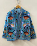 Suzani Embroidered Velvet Winter Jacket | Handmade Short Festival Coat | Ethnic Bohemian Outerwear | Winter Kimono Jacket | Gift For Wife