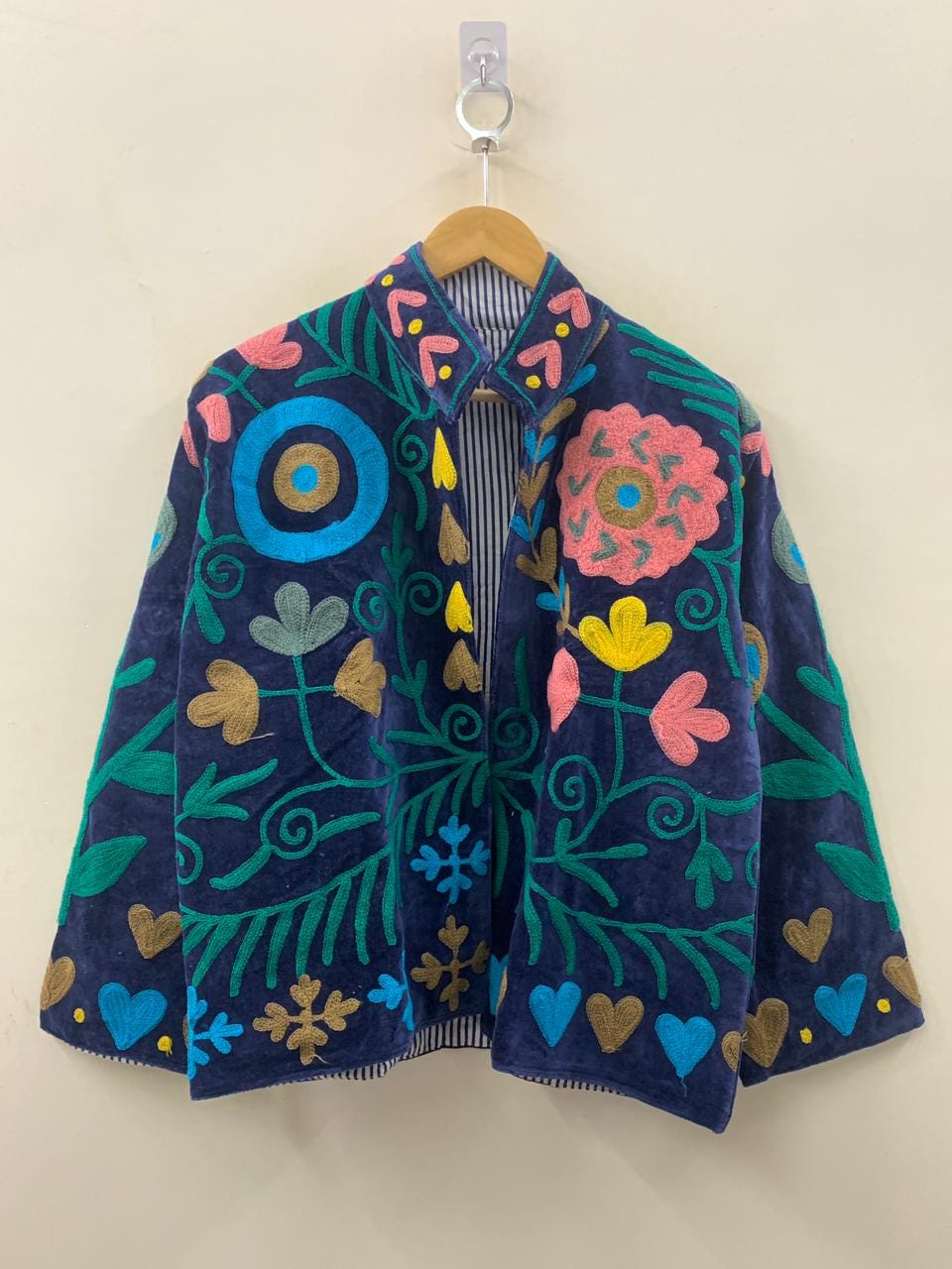 Handmade Velvet Suzani Jacket - Embroidered Boho Outerwear-Gift For her
