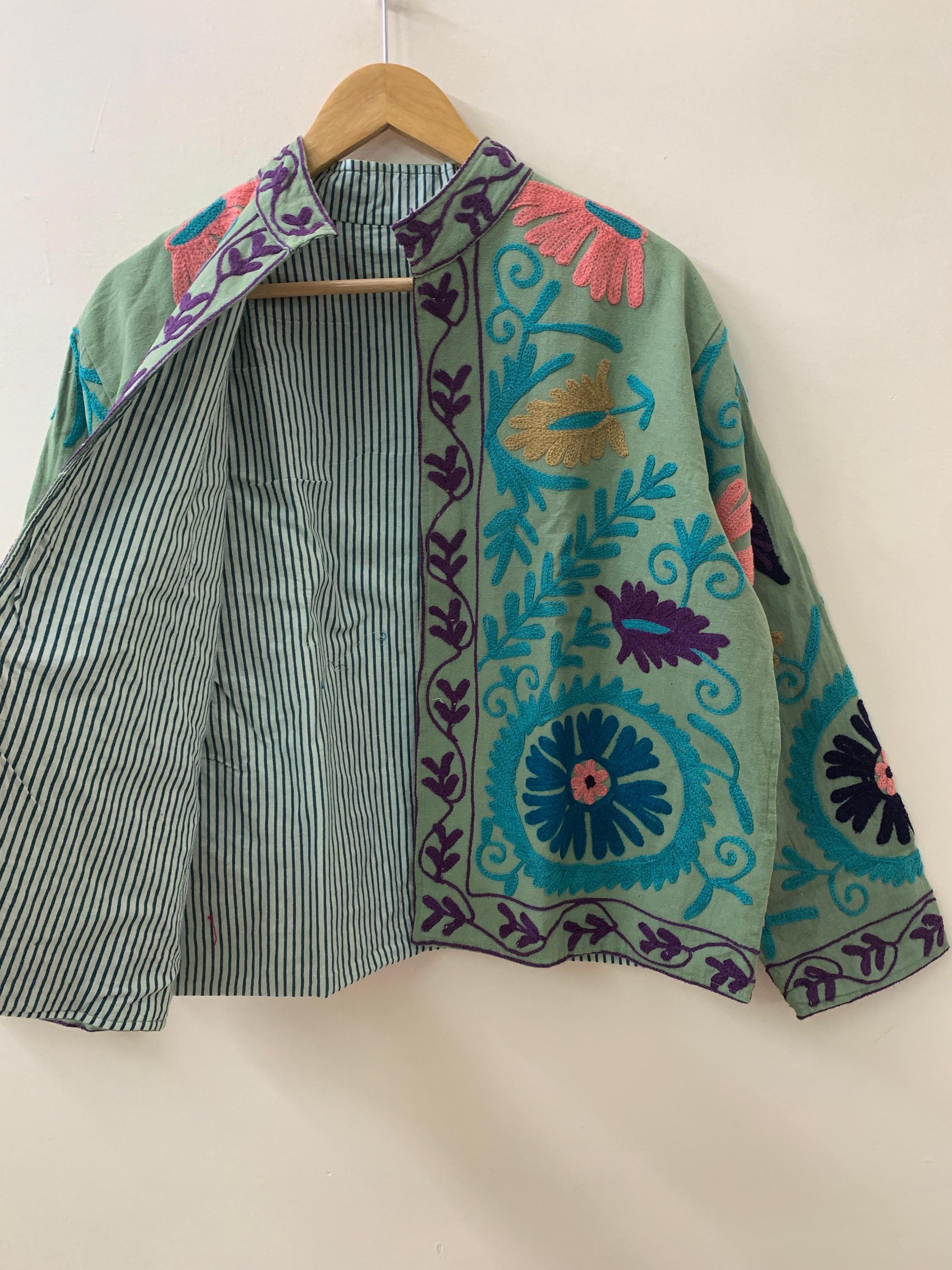 Winter Suzani Jacket | Cotton Embroidered Coat | Ethnic Vintage Outerwear | Boho Chic Jacket | Handmade Suzani Coat | Gift For Her