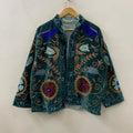 Boho Suzani Velvet Cropped Jacket | Traditional Winter Kimono Coat | Ethnic Short Festival Outerwear | Gift for Women