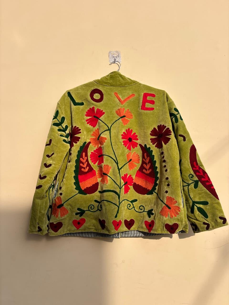 Handmade Suzani Velvet Jacket | Floral Embroidered Coat | Ethnic Jacket | Warm Winter Outerwear Women | Gift for Her | Traditional Jacket