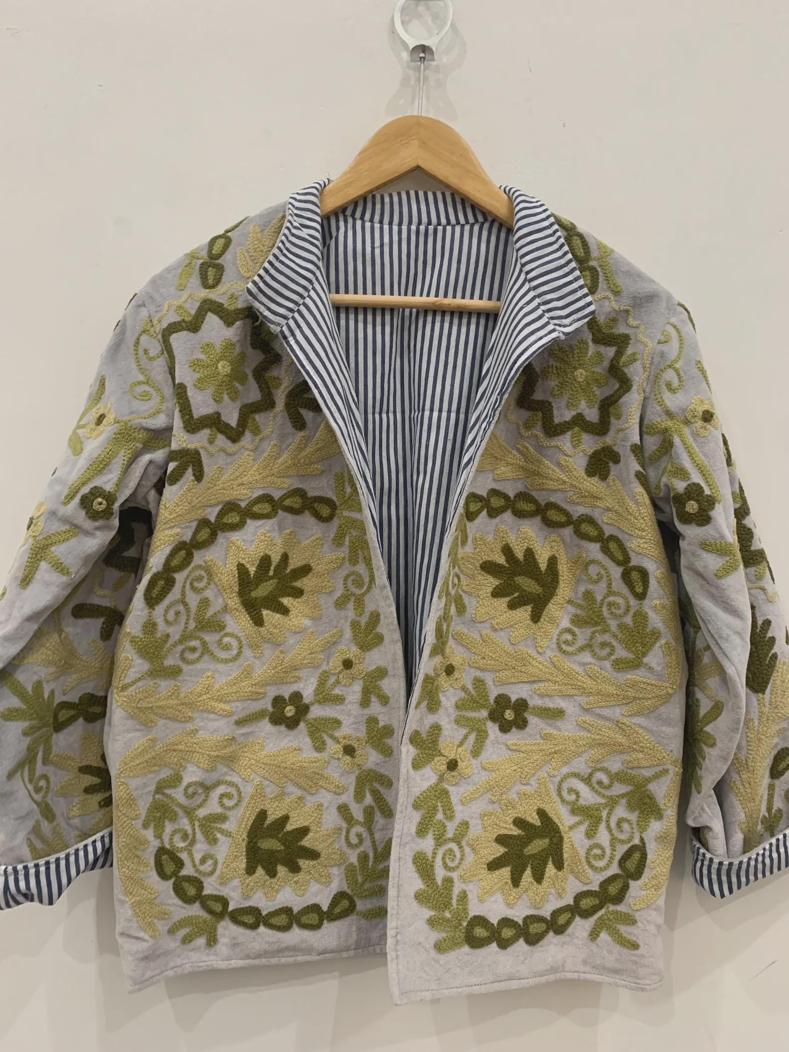 Hand Embroidered Suzani Artisan Short Jacket |Autumn Winter Boho Jacket | Special Gift | Bomber Kimono Style Jacket | Oversized Boho Jacket