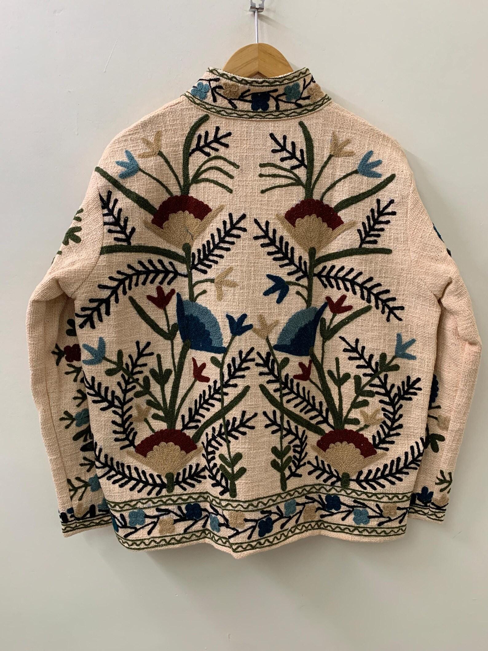 TNT Fabric Suzani Embroidery Short Jacket, Winter Wear Duster Jacket, Women's Coat