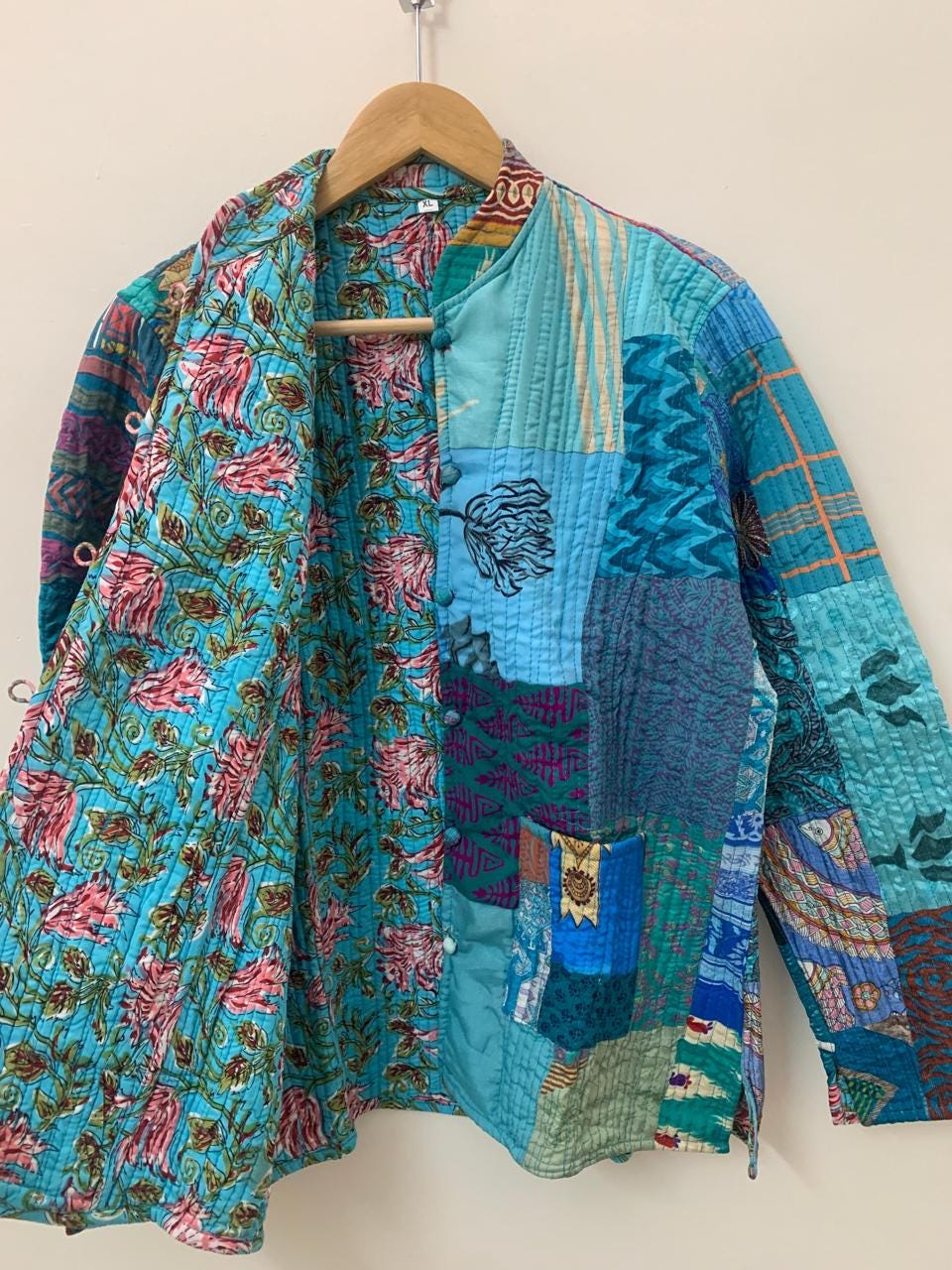 Silk Patchwork Jacket Boho Quilted Coat | Handmade Vintage Fabric Jacket | Colorful Festival Clothing | Bohemian Outerwear | Gift For Her