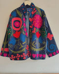 Velvet Vintage Suzani With Pocket Winter Jacket | Floral Jacket | Bomber Jacket | Warmed Coat | Gift For Her | Winter Jacket