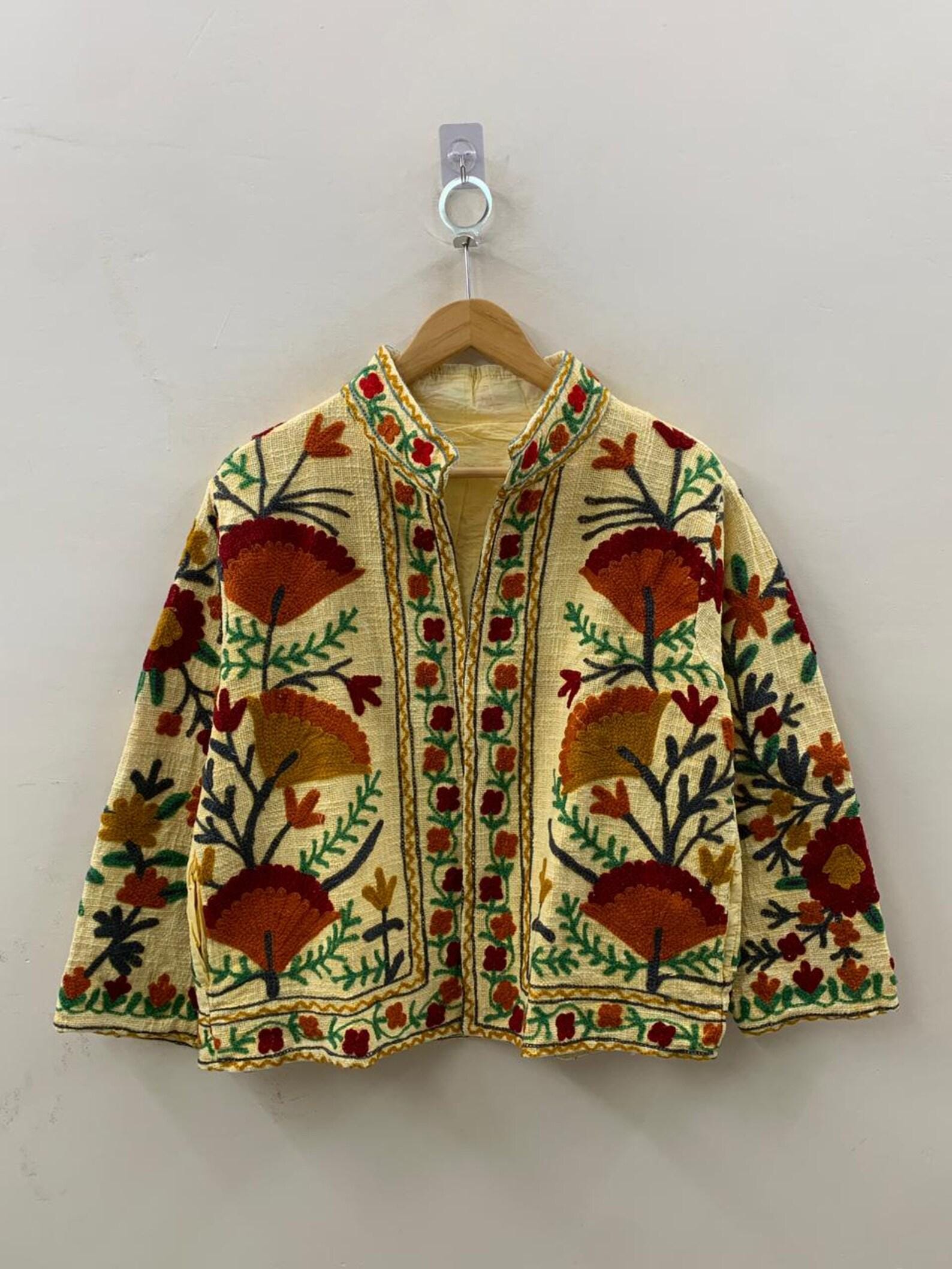 Handmade Suzani Embroidered Jacket – Vintage Uzbek Boho Coat
