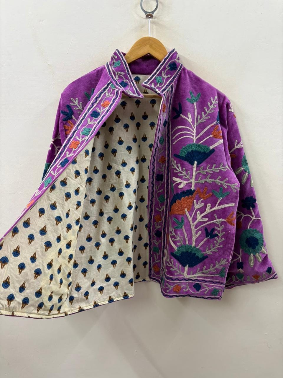 Handmade Velvet Suzani Jacket | Embroidered Floral Boho Coat | Gift For Her