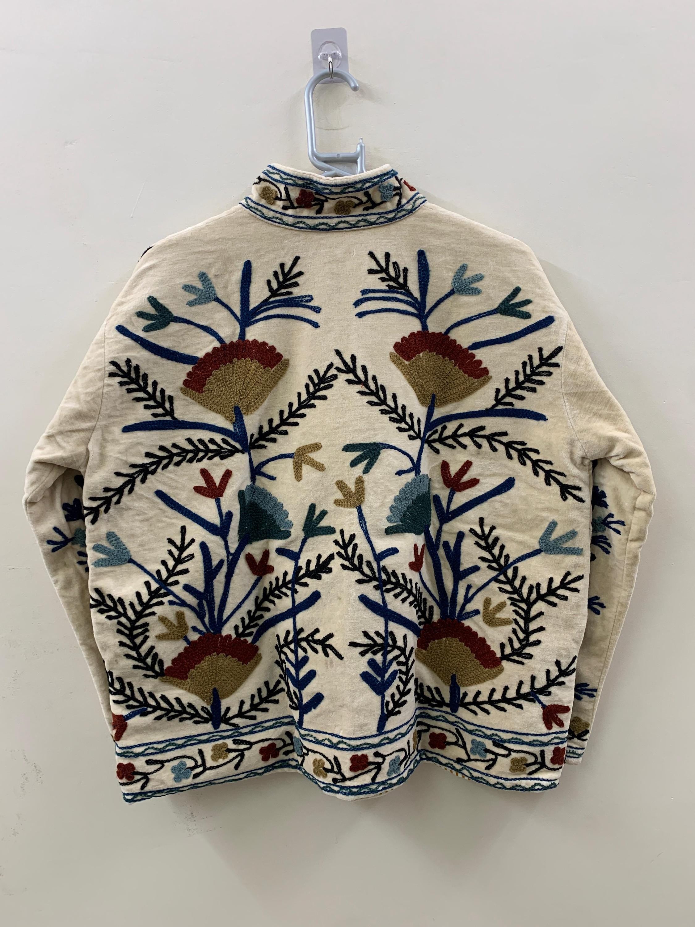 Velvet Floral Suzani Short Jacket – Boho Embroidered Jacket, Uzbek Handmade Coat, Vintage Festival Outerwear, Bohemian Blazer - Gift For Her