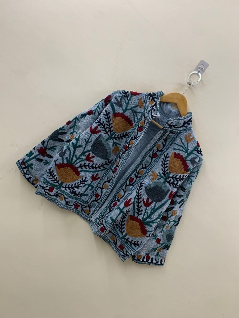 Grey TNT Fabric Suzani Jacket | Street Jacket | Gift For Her| Suzani Embroidery Jacket | Winter Wear Coat | Women's Coat | Suzani Jacket