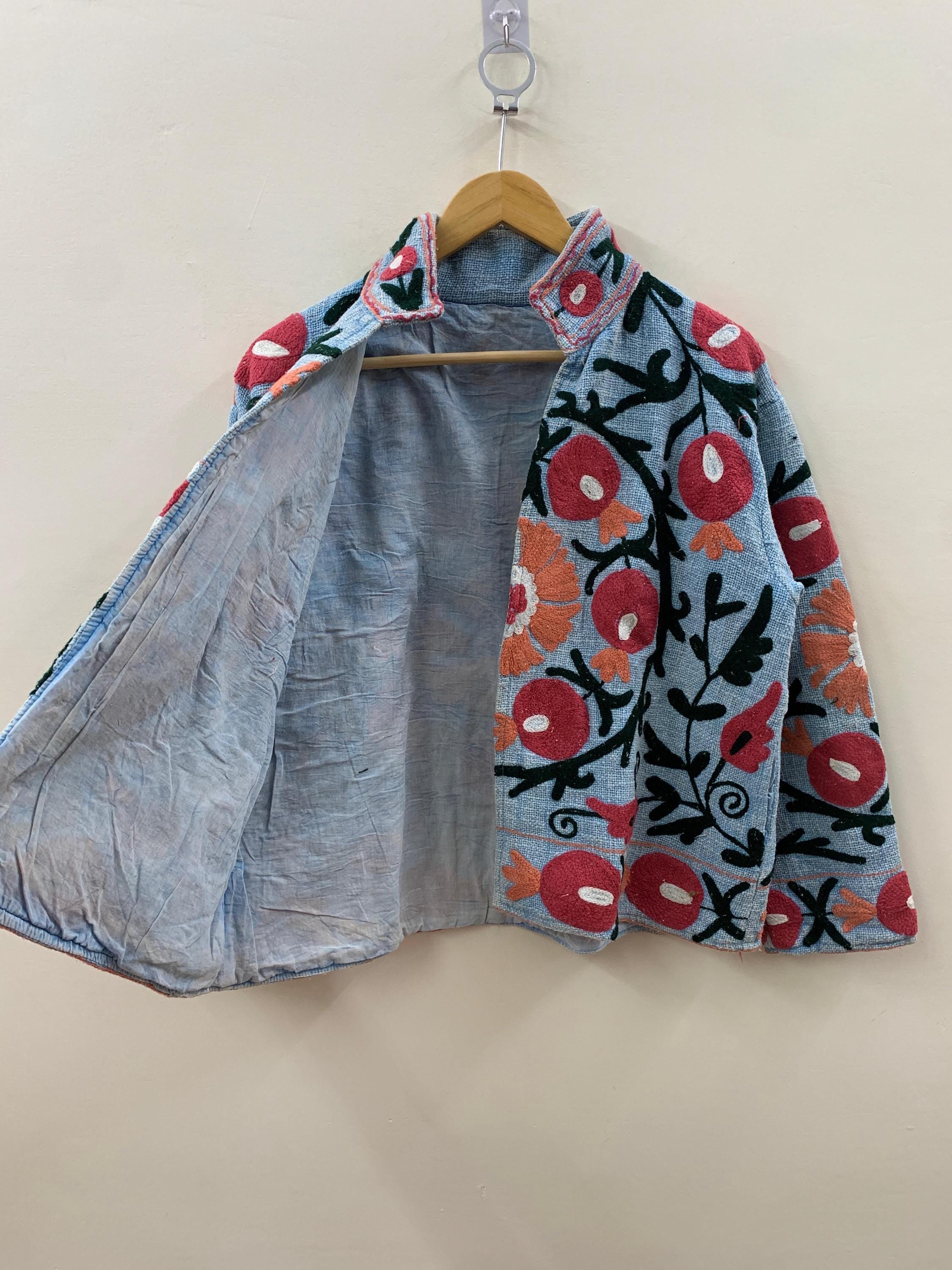 Chic Embroidery Suzani TNT Short Jacket | Suzani Jacket | Winter Women's Jacket | Suzani Coat | Gift For Her | Duster Jacket | Bomber Coat