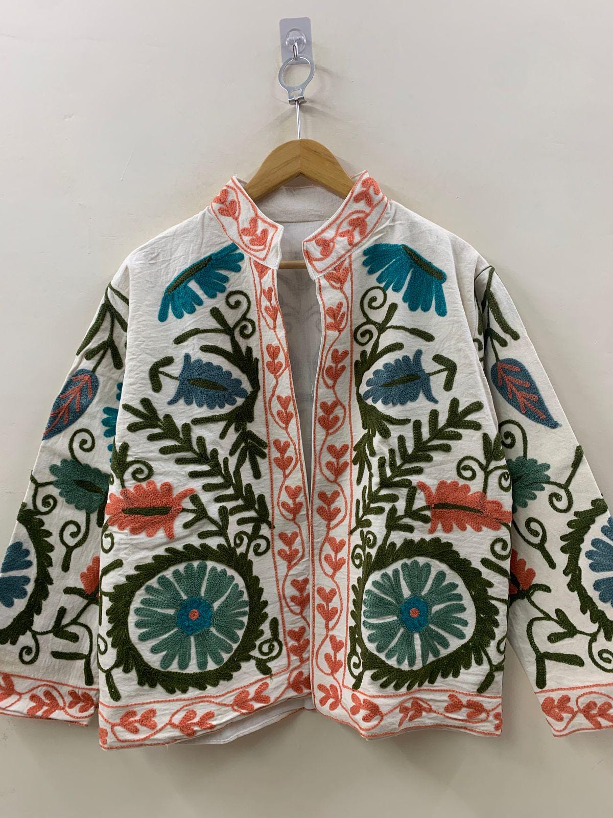Suzani TNT Fabric Short Spring Jacket | Duster TNT Jacket | Button Winter Outerwear Jacket |Spring Bomber Coat| Gift For Her | TNT Coat