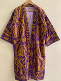 Boho Duster Kimono Jacket | Embroidered Unisex Kimono | Purple Cotton Canvas Robe | Beach Cover Up | Festival Wear | Gift for Her