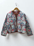 Cotton Quilted Cropped Boho Jacket | Women's Printed Lightweight Cropped Jacket | Spring Jacket | Bomber Jacket | Gift For Her | Outerwear