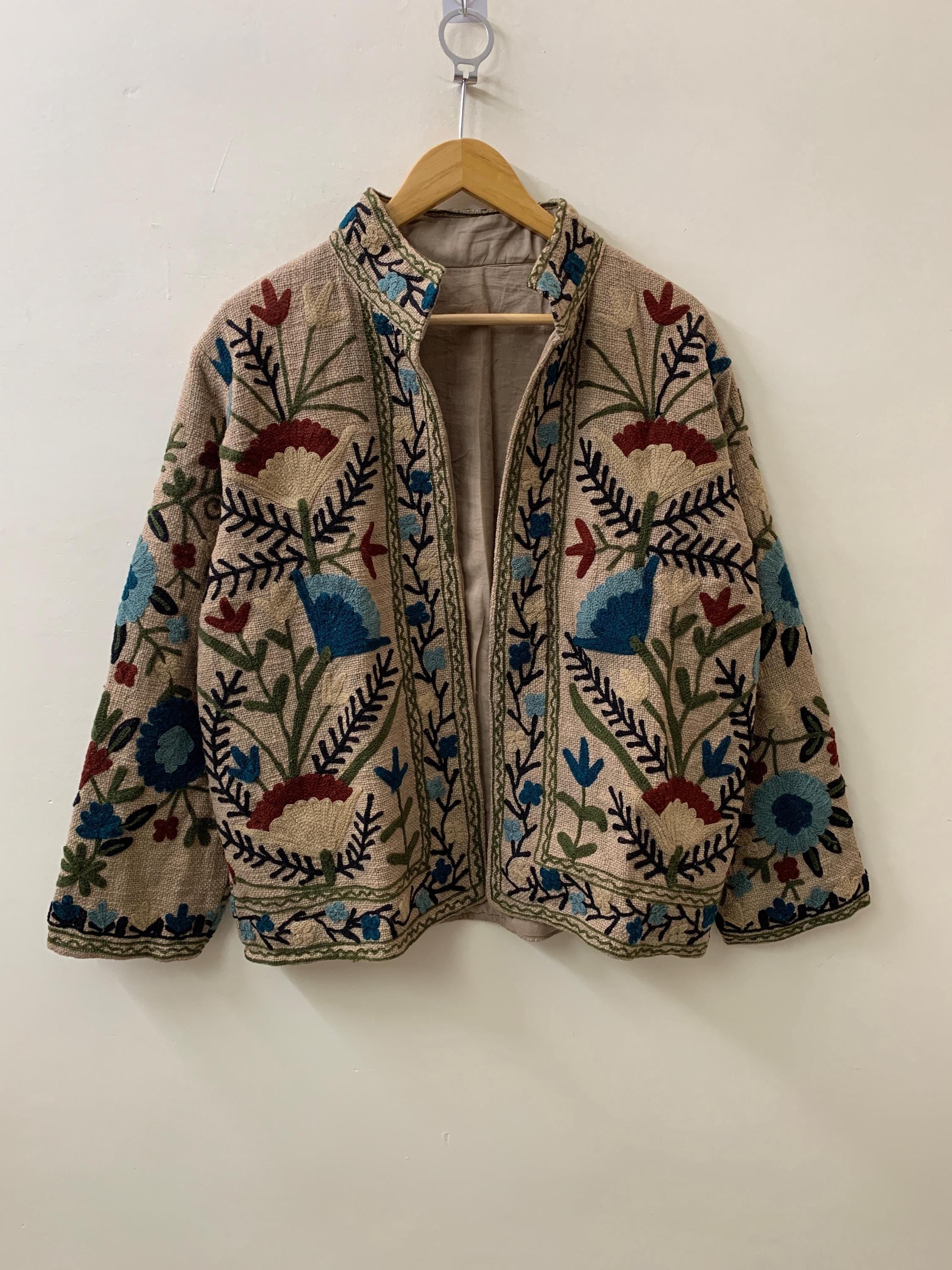 TNT Fabric Suzani Fabric Short Spring Jacket | Duster TNT Jacket | Winter Outerwear Jacket |Spring Bomber Coat| Gift For Her | TNT Coat