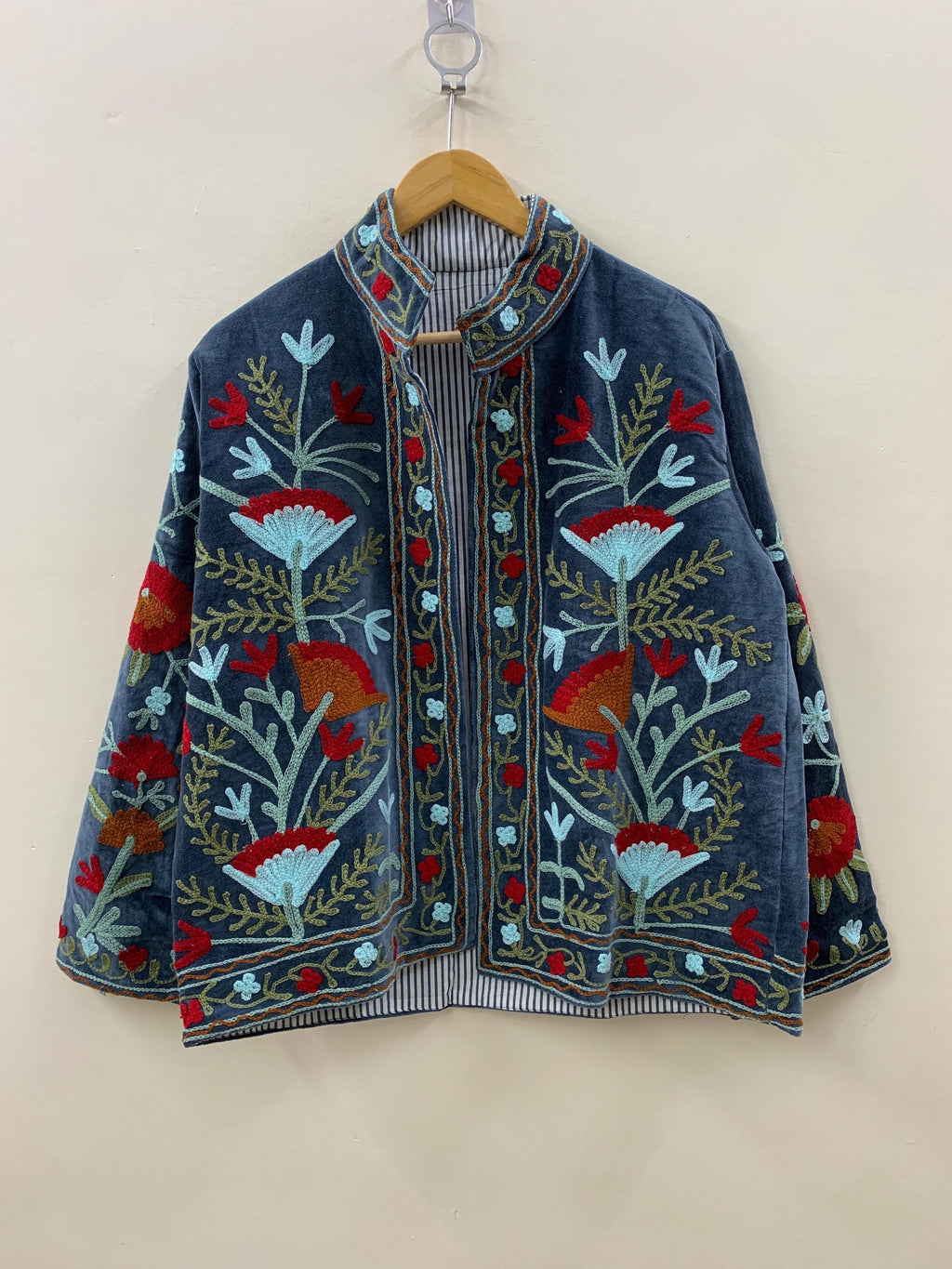 Velvet Vintage Suzani With Pocket Winter Jacket | Boho Floral Jacket | Bomber Jacket | Winter Warmed Coat | Gift For Her |Spring Warm Jacket