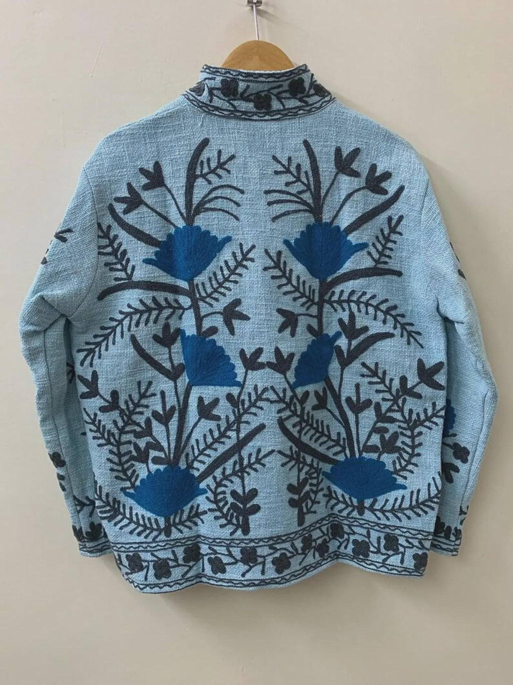 Floral Velvet Suzani Jacket | Embroidered Winter Short Coat | Gift For Her