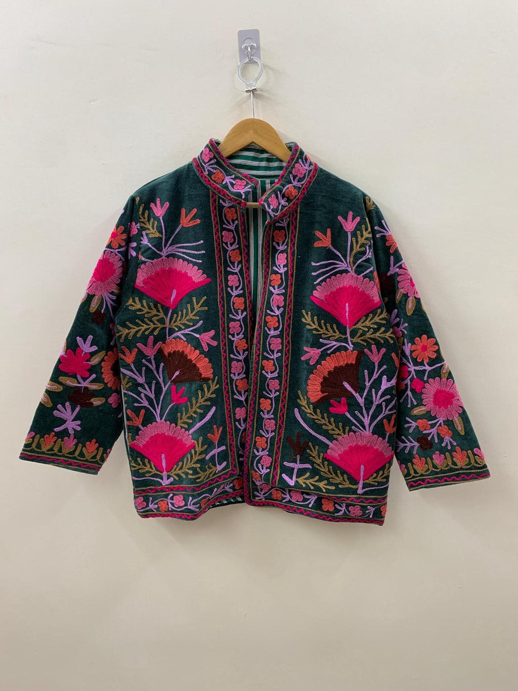 Indian Style Velvet Embroidery Suzani Jacket | Boho Coat | Unisex Bridesmaid Gift | Winter Jacket | Kimono Robe, Duster Jacket, Gift For Her