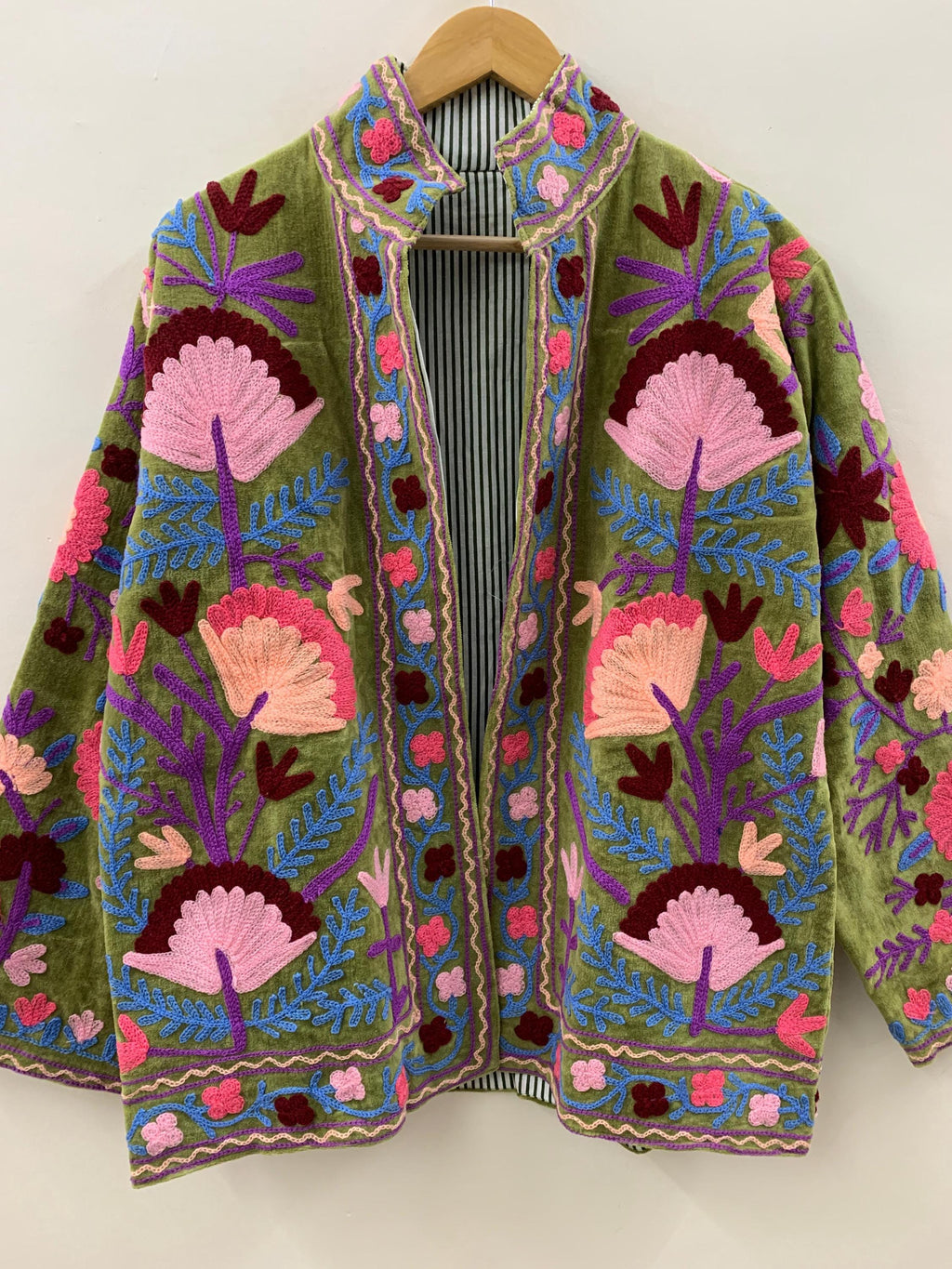 Handmade Embroidery Velvet Suzani Jacket | Women's Floral Clothing | Gift For Her | Bomber Winter Jacket | Street Kimono Jacket |Spring Coat