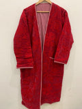 Red Long Suzani Kimono Robe | Boho Embroidered Duster | Vintage Uzbek Coat | Handmade Festival Kimono | Bohemian Robe Jacket | One of a Kind