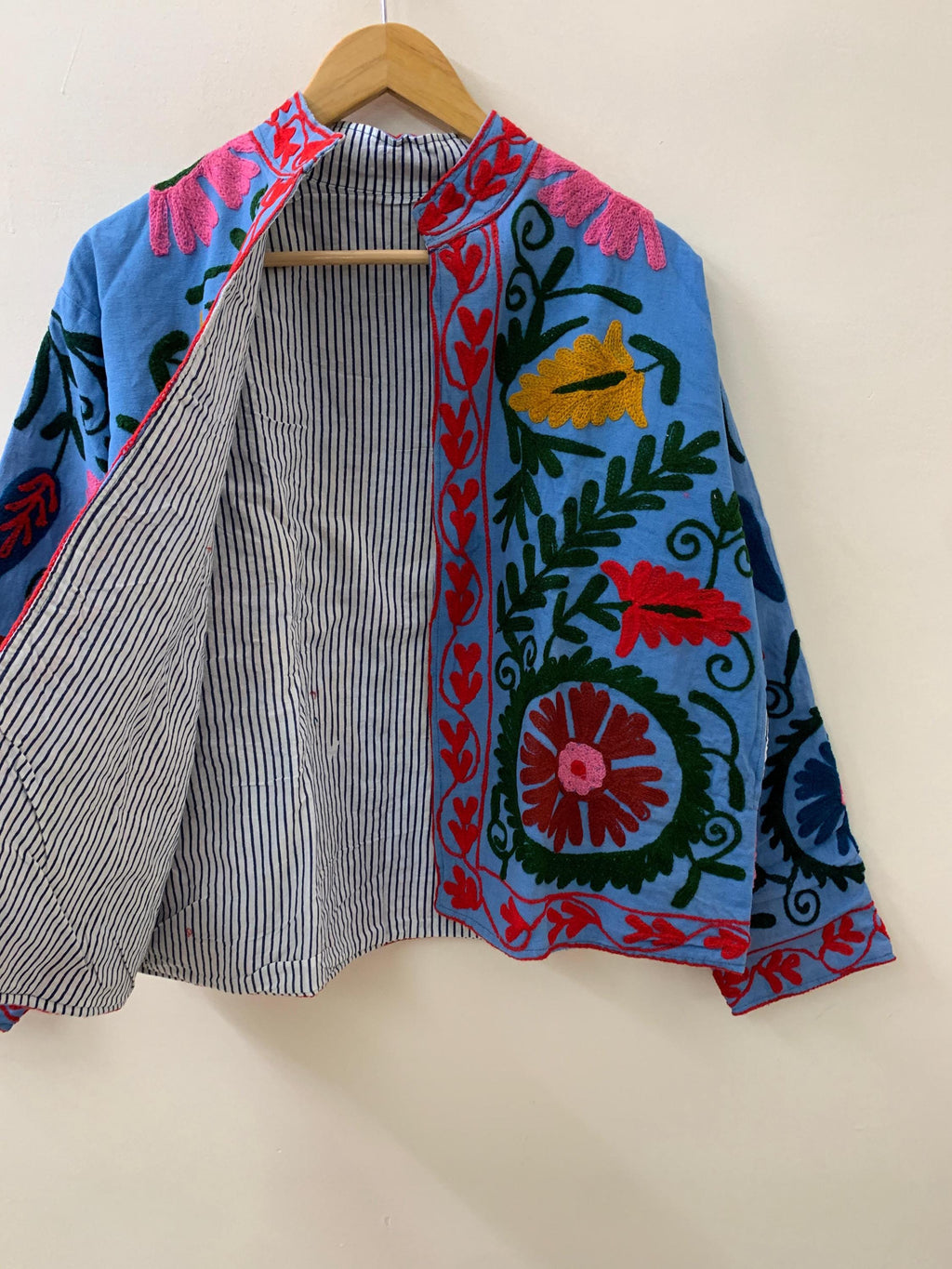 Cotton Suzani Summer Jacket | Boho Embroidered Vintage Coat | Uzbek Textile Kimono | Festival Wear | Ethnic Bohemian Outerwear- Gift For Her