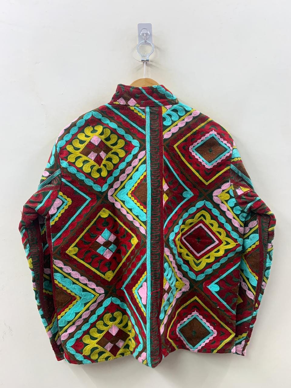 Vintage Suzani Velvet Jacket – Hand Embroidered Uzbek Coat, Colorful Tribal Boho Statement Jacket | Gift For Wife