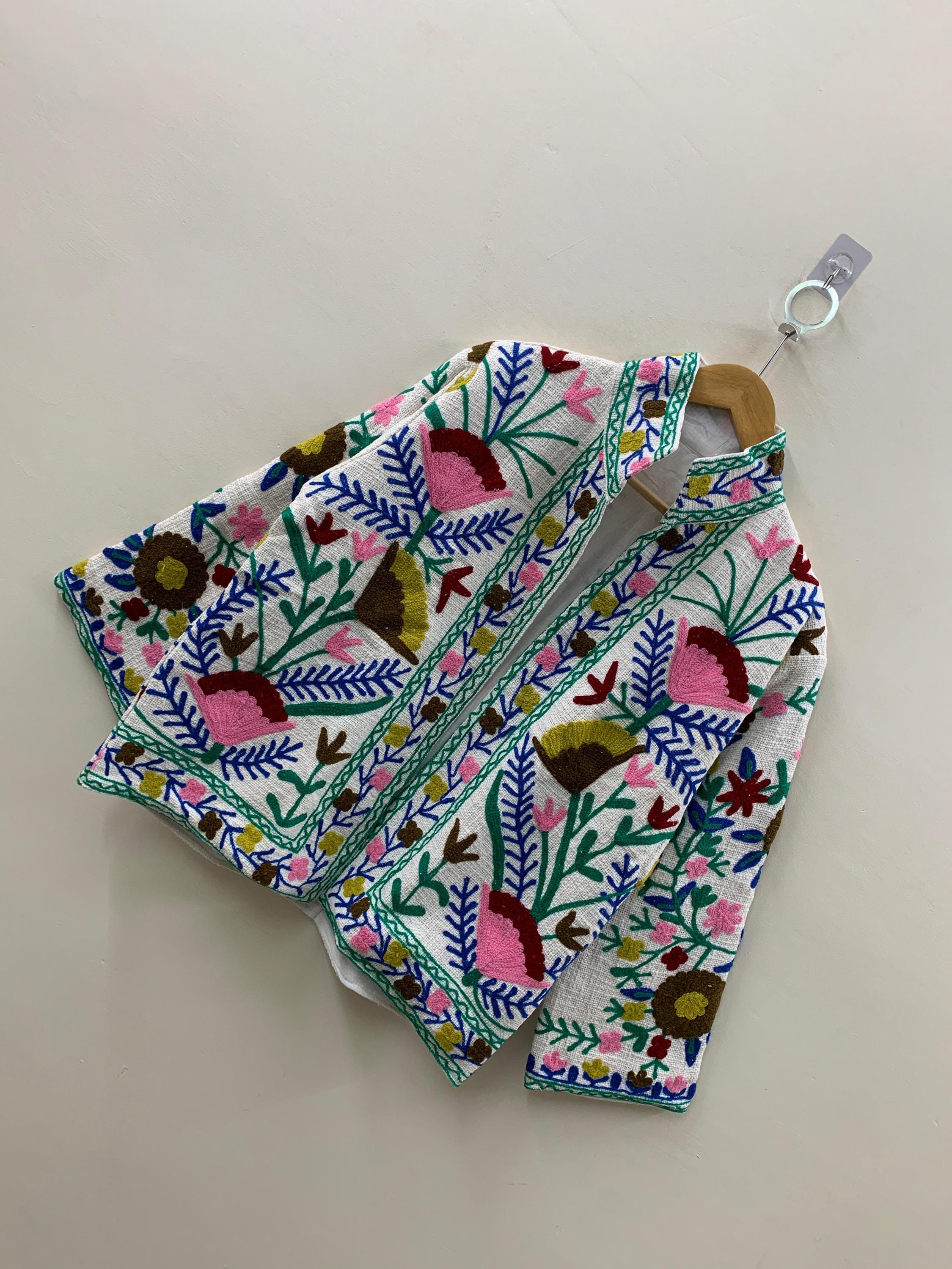 Handmade Suzani Embroidery Spring Jacket, Women's Quilted Jacket, Ethnic Unisex Coat, Suzani Short Quilted Jacket | Gift For Her | Outerwear