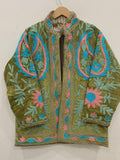 Bohemian Suzani Kimono Jacket | Oversized Velvet Embroidered Coat | Vintage Inspired Outerwear | Cropped Jacket | Winter Wear Jacket | Gift