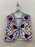 Handmade Suzani Embroidered Cotton Vest | Turkish Boho Floral Waistcoat | Vintage Suzani Jacket | Bohemian Layering Vest | Gift for Her