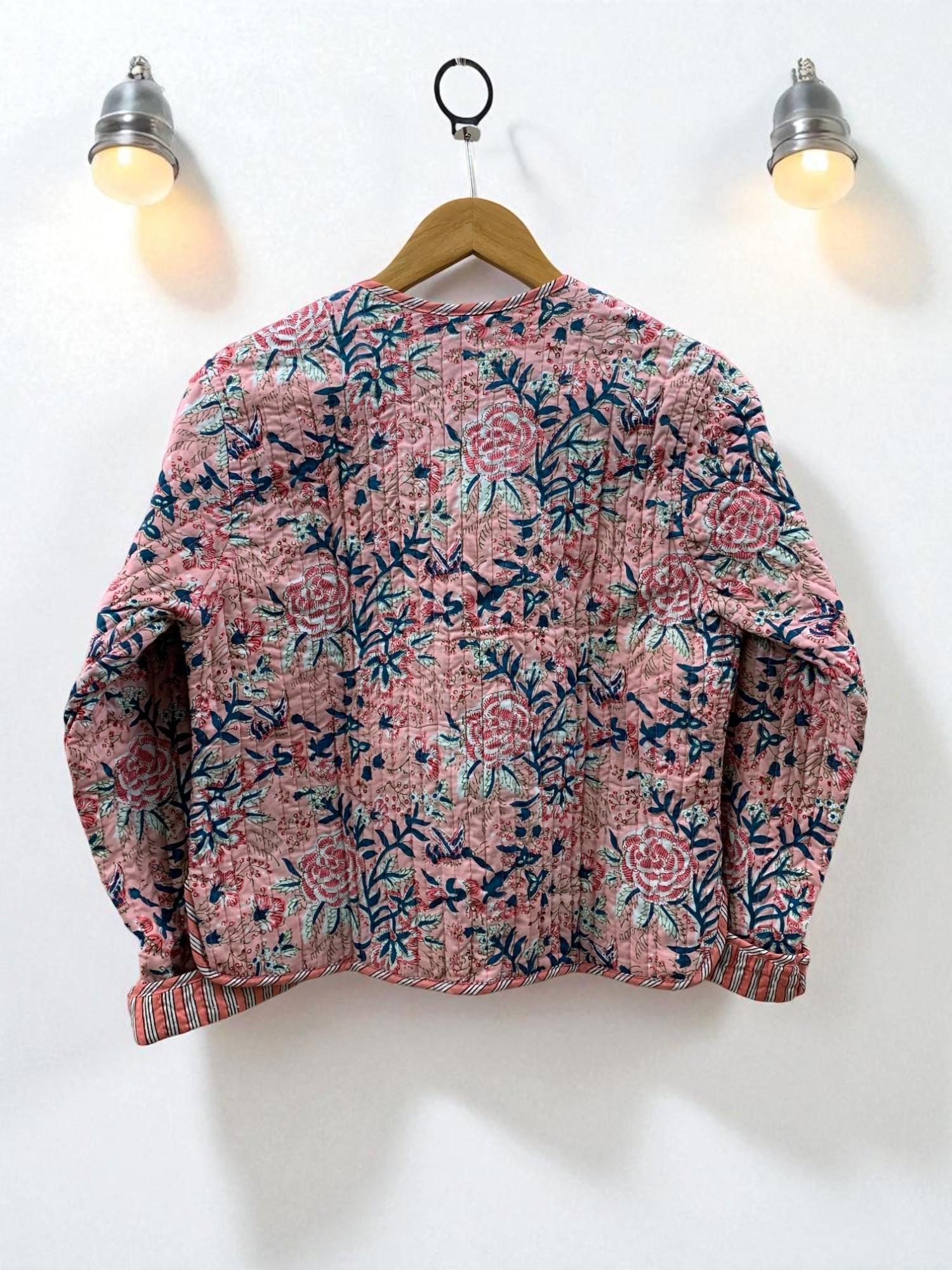 Women's Cotton Quilted Cropped Boho Jacket |Outerwear | Printed Lightweight Cropped Jacket | Spring Jacket | Bomber Jacket | Gift For Her |
