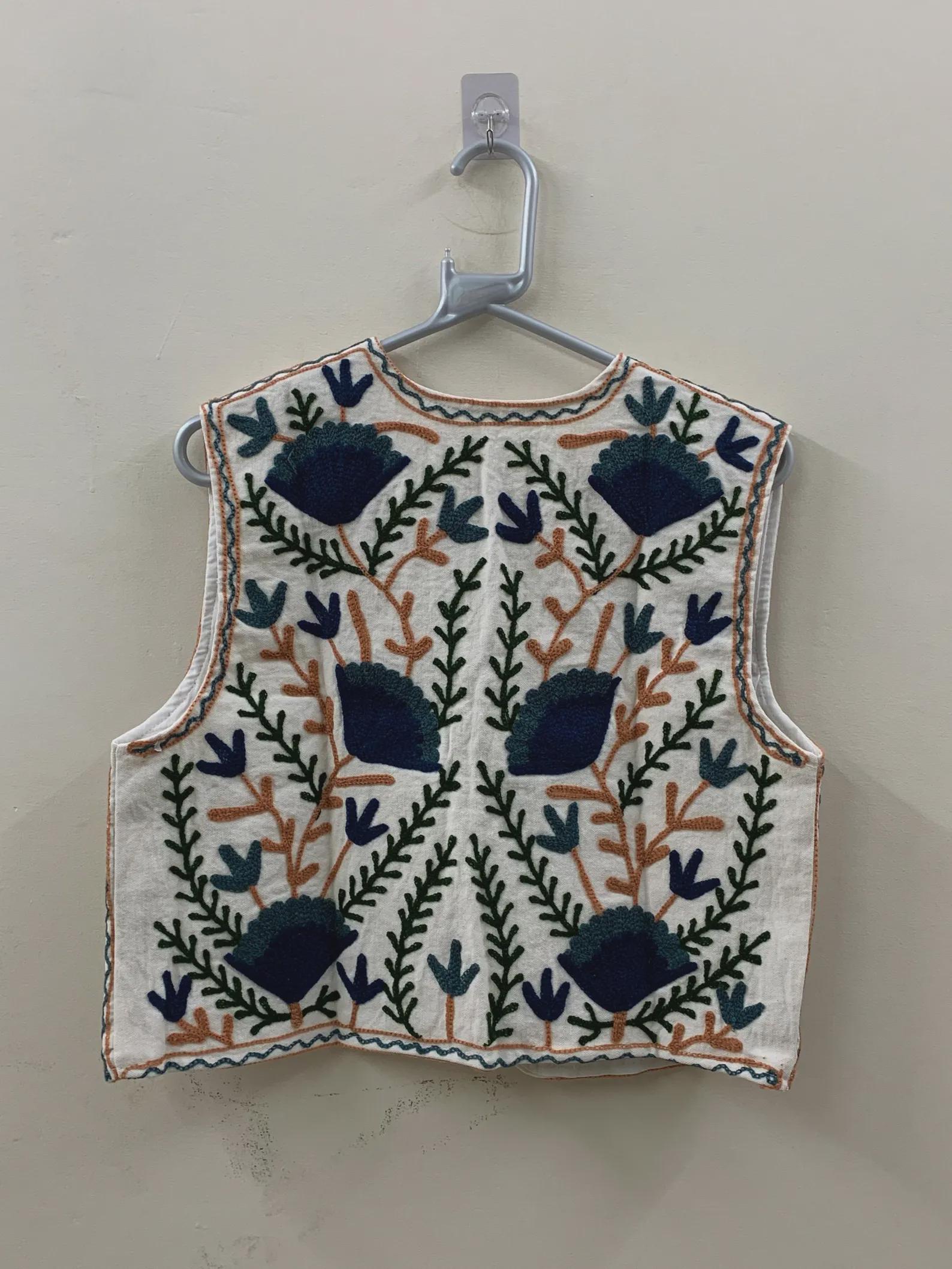 Boho Suzani Embroidered Vest | Handmade Floral Cotton Waistcoat | Vintage Ethnic Suzani Jacket | Festival Bohemian Vest | Gift for Her