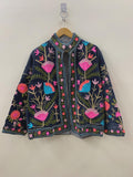 Velvet Suzani Jacket | Floral Embroidered Jacket | Winter Warm Coat | Handmade Jacket | Gift for Her | Winter Kimono Jacket