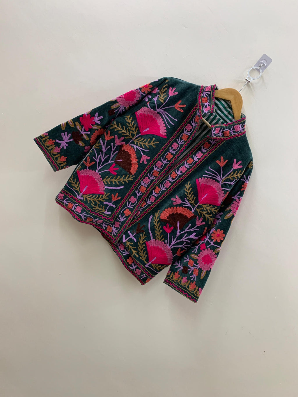 Handmade Suzani Embroidered Velvet Jacket | Handmade Short Festival Coat | Ethnic Bohemian Outerwear | Winter Kimono Jacket | Gift For Wife