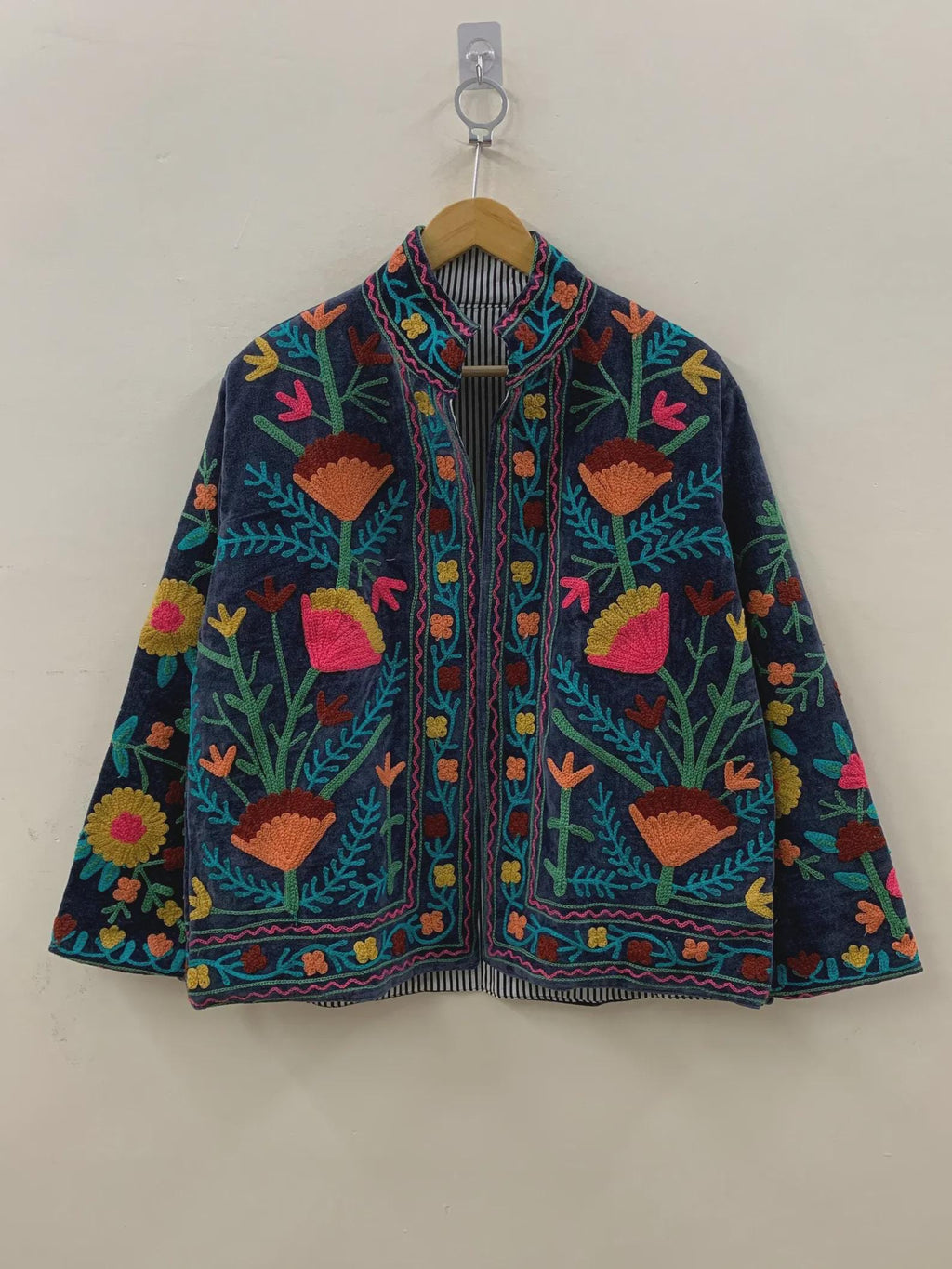 Suzani Velvet Jacket Women | Floral Embroidered Jacket | Winter Kimono Coat | Warm Winter Outerwear | Gift for Her