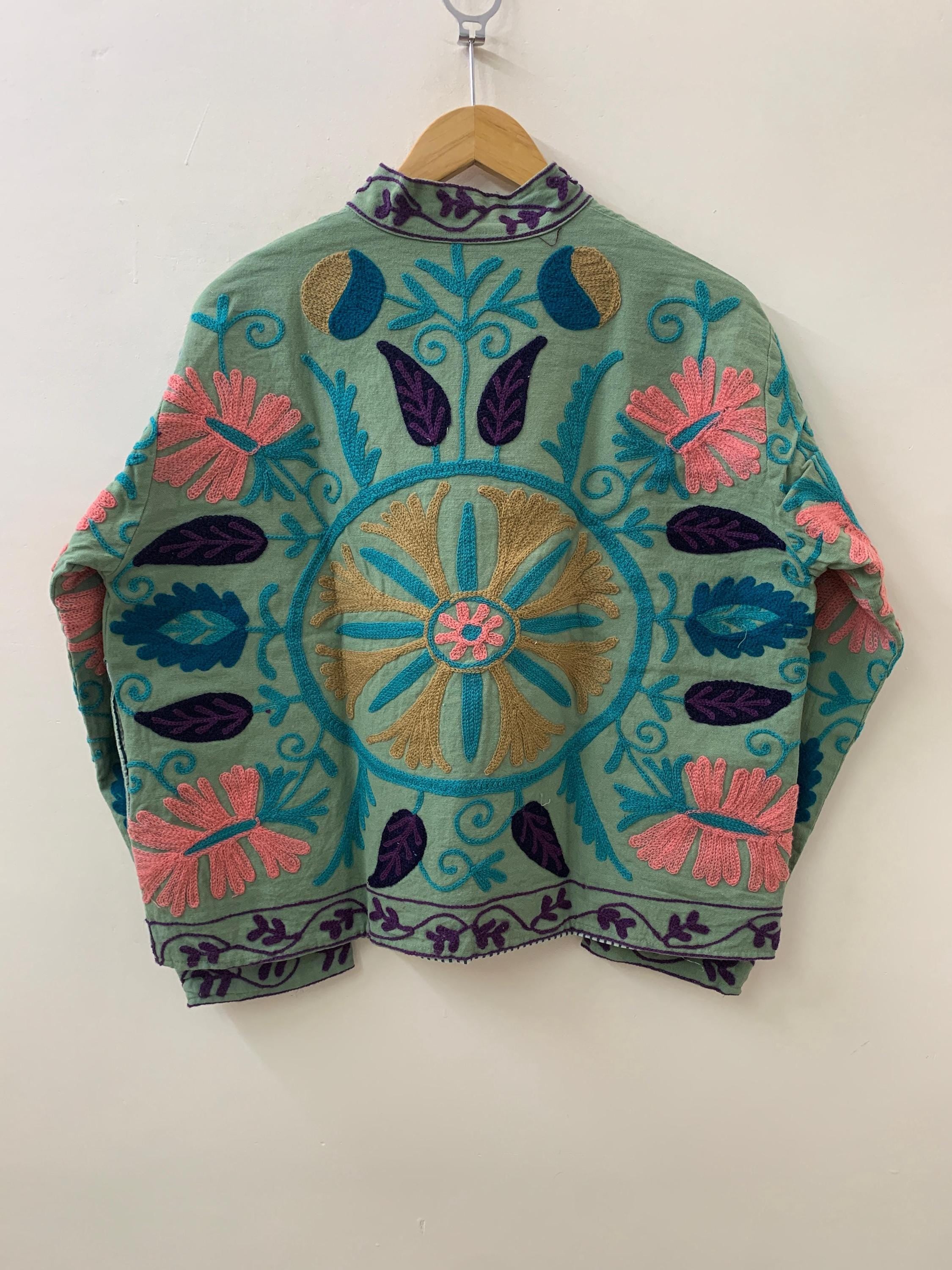 Winter Suzani Jacket | Cotton Embroidered Coat | Ethnic Vintage Outerwear | Boho Chic Jacket | Handmade Suzani Coat | Gift For Her