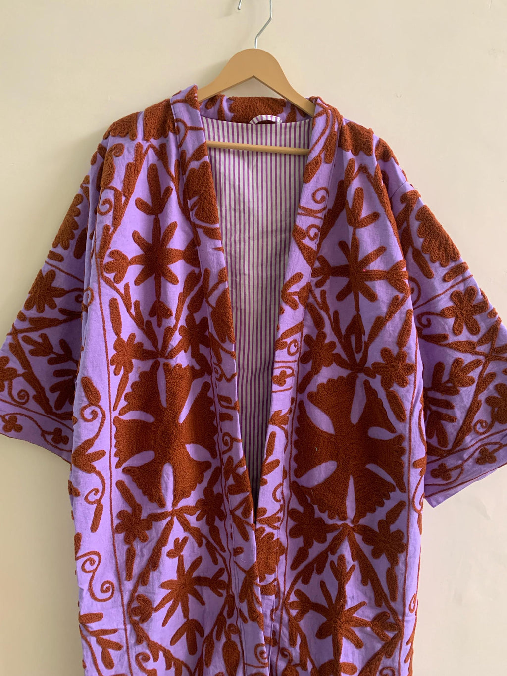 Cotton Canvas Embroidered Summer Kimono | Japanese Dress Threadwork | Handmade Duster Jacket | Gift For Her | Beach coverup | Resort wear