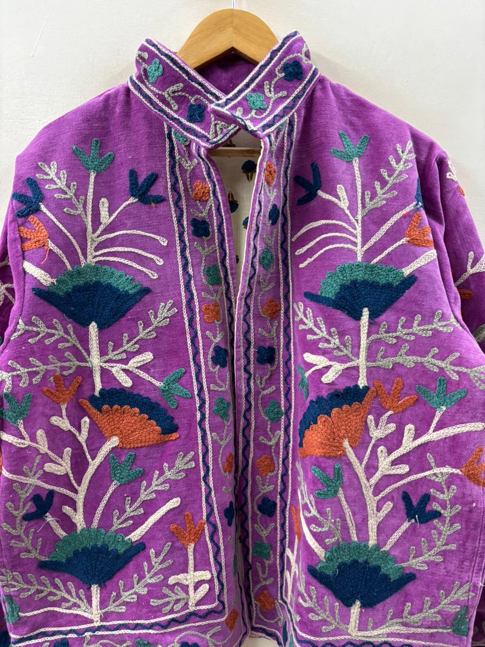 Handmade Velvet Suzani Jacket | Embroidered Floral Boho Coat | Gift For Her