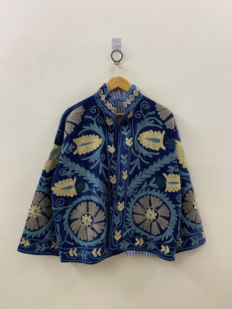 Velvet Hand Embroidered Suzani Jacket |  Bohemian Duster Coat | Women Suzani Coat |Embroidered Suzani Jacket, Robe | Gift For Her |Boho coat