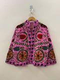 Boho Cotton Suzani Short Jacket – Embroidered Vintage Coat – Tribal Festival Kimono Jacket | Gift For Her | Duster Jacket | Bomber Chic Coat