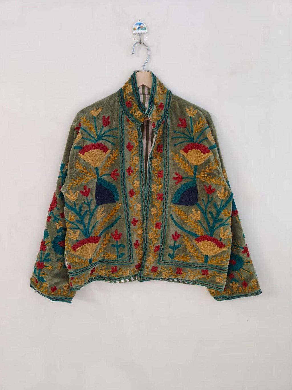 Boho Cotton Suzani Short Soft Jacket – Boho Festival Coat – Tribal Embroidered Outerwear | Spring Travel Coat | Summer Jacket | Gift For Her