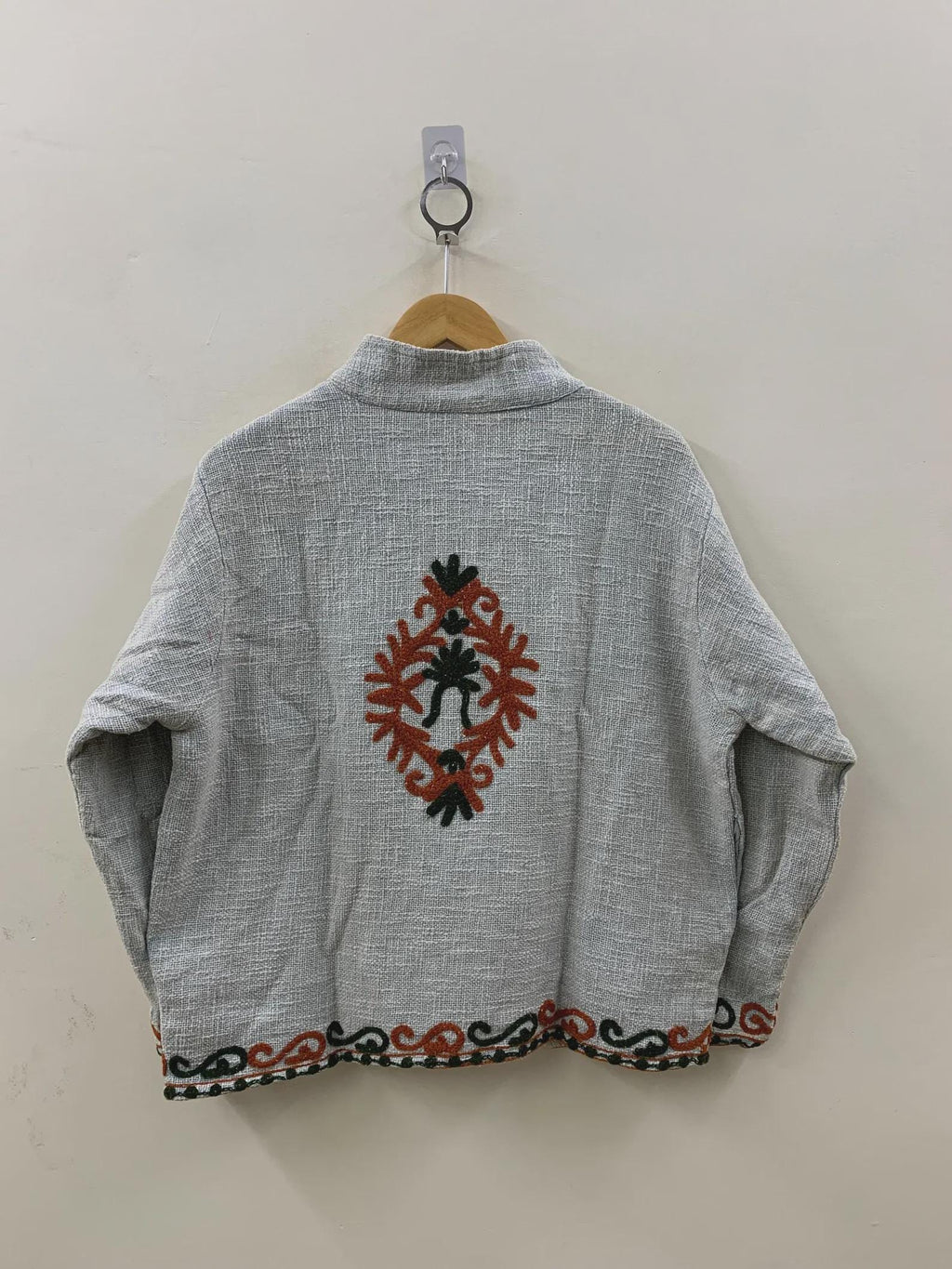Handmade Embroidered TNT Cropped Jacket: Boho Streetwear Coat, Suzani Cotton Boho Jacket, Gift For Her, Boho Suzani Coat
