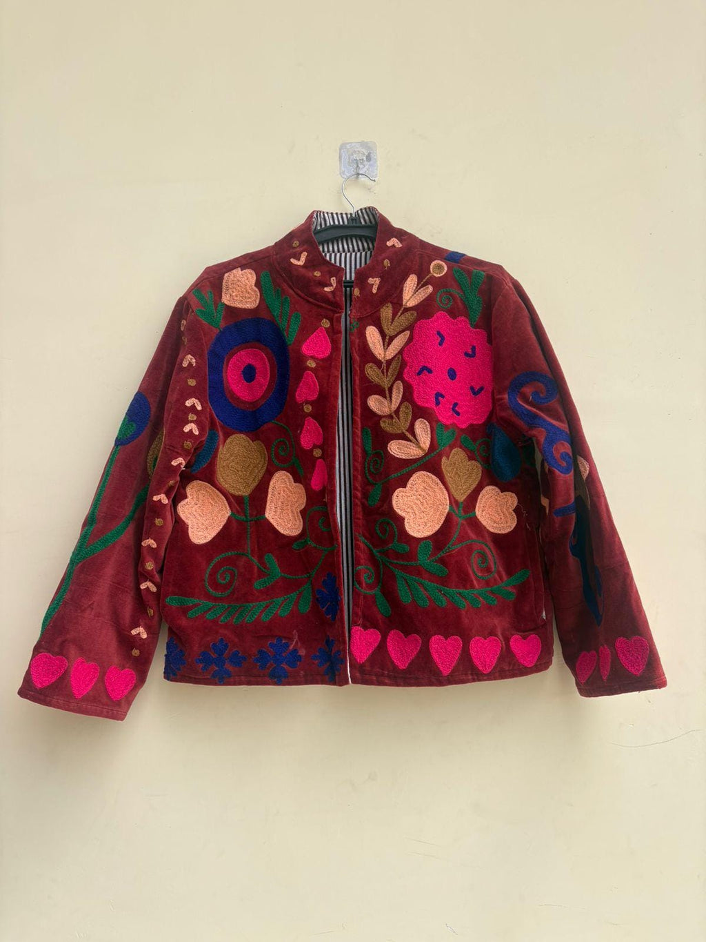 Handmade Suzani Velvet Jacket | Traditional Boho Jacket | Embroidered Jacket Coat | Ethnic Kimono Jacket | Gift for Her | Artisan Jacket