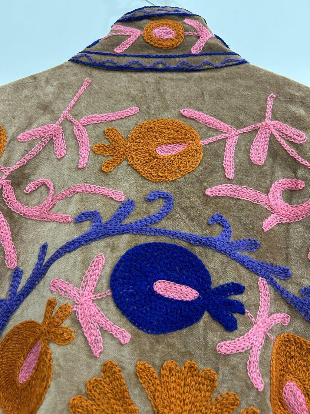 Suzani Embroidered Velvet Winter Jacket | Handmade Short Festival Coat | Ethnic Bohemian Outerwear | Winter Kimono Jacket | Gift For Wife