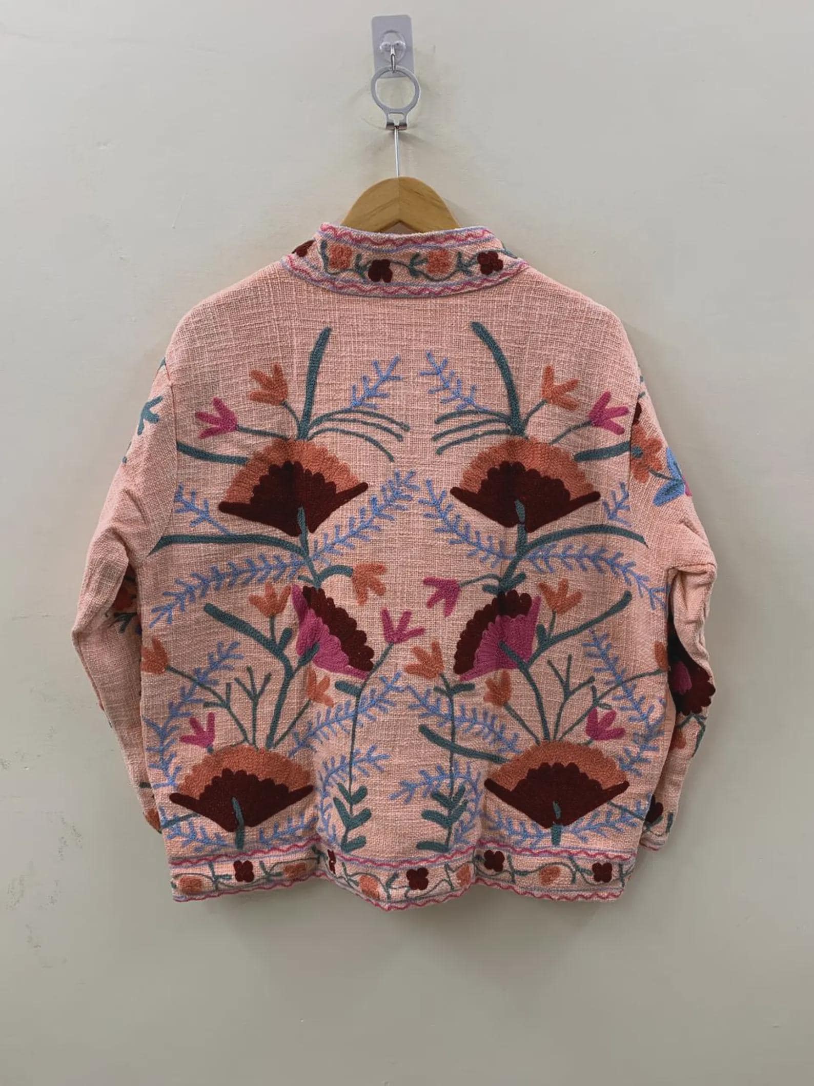 TNT Fabric Suzani Short Jacket | Embroidered Boho Jacket | Vintage Uzbek Textile | Floral Bomber Coat | Bohemian Outerwear | Gift For Her